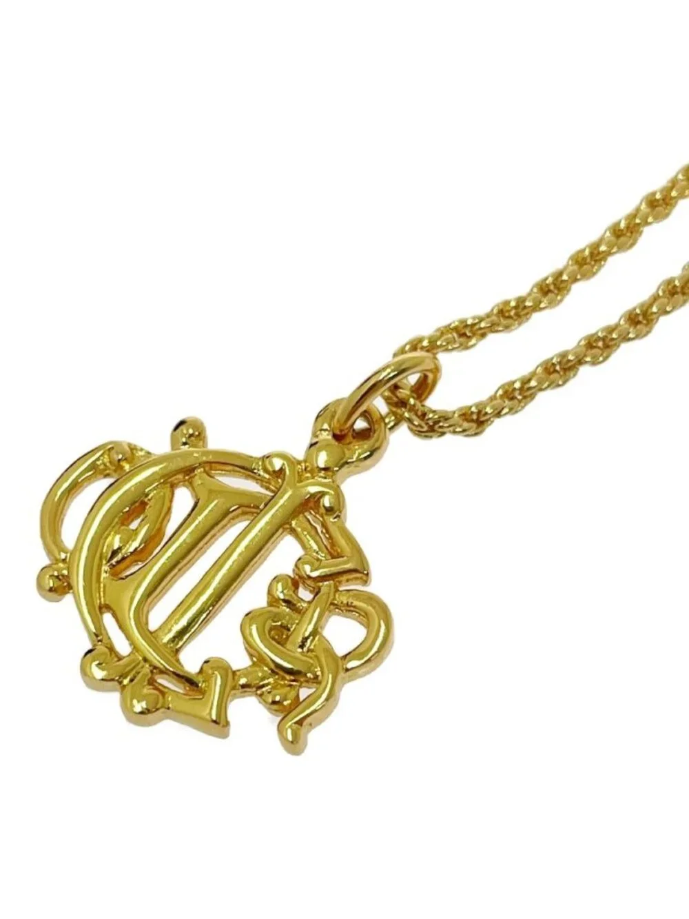 Dior Emblem Logo Necklace Gold